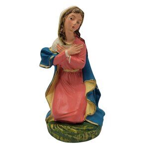 Nativity Figure Mary Blessed Mother 5" Painted Italy Christmas Papier Mache VTG